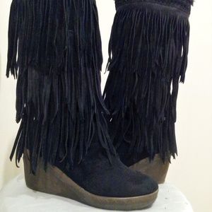 BearPaw Sundown Shearling Black Knee-High Boot 9